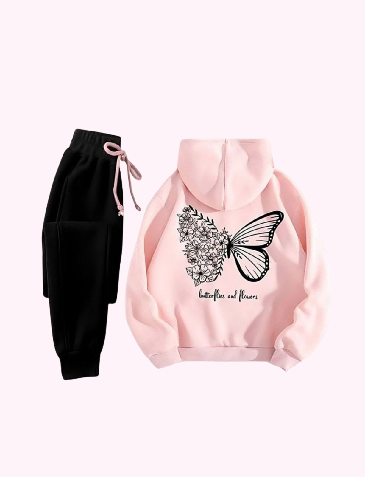 Zip-up hoodie with thermal butterfly and flower graphics