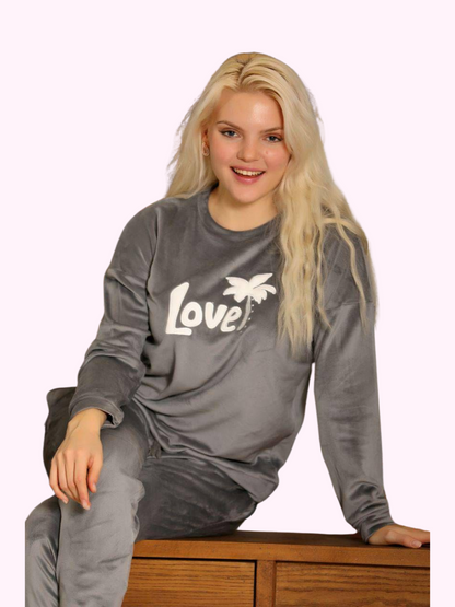 Winter Tracksuit - Women's Pajamas - 2 Piece Set of Sweatshirt and Pants - Printed with Different Graphics and Specially Designed to Provide Comfort and Refreshment While Sleeping